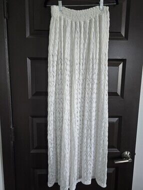 Ocean Dive White Crochet Palazzo Pants Size S